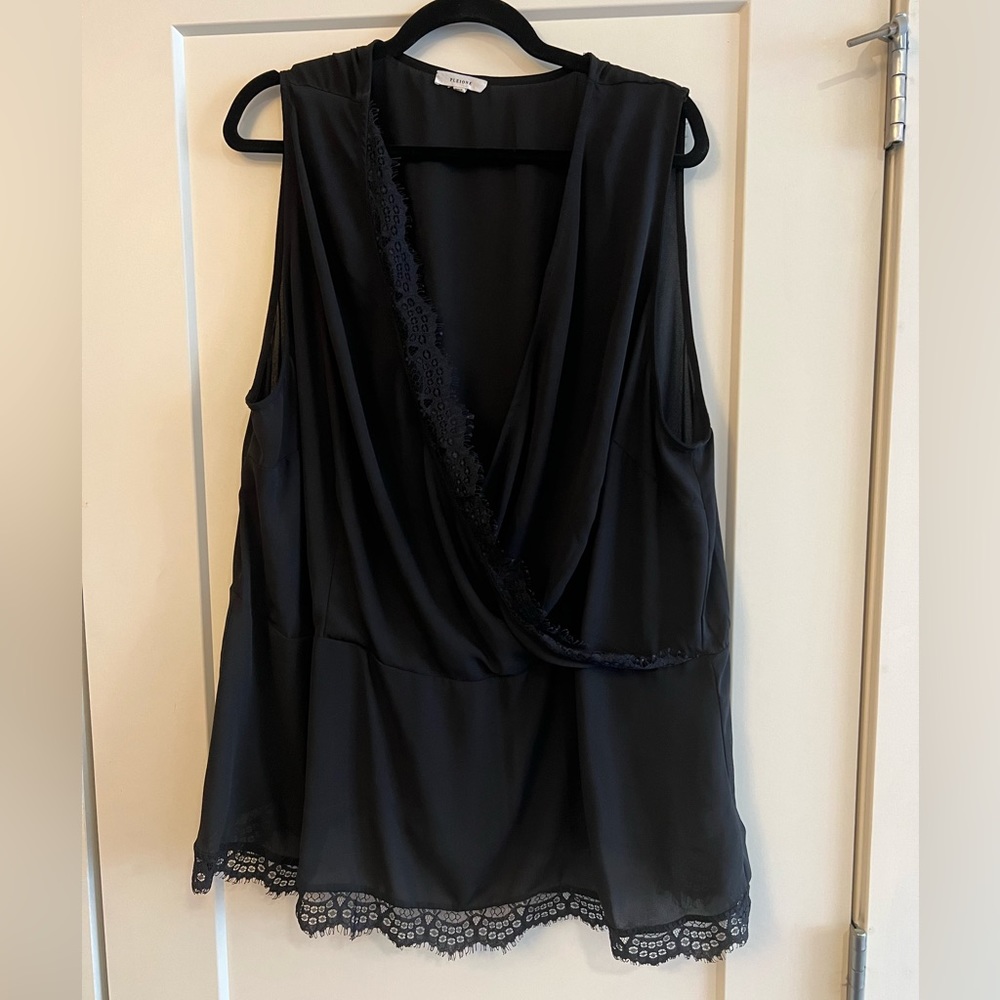 Pleione Sleeveless Lace Crossover Blouse Size 3X